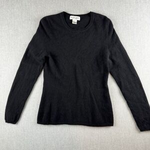Andre Oliver 100% Cashmere Sweater Women's Large Black Crewneck Long sleeve